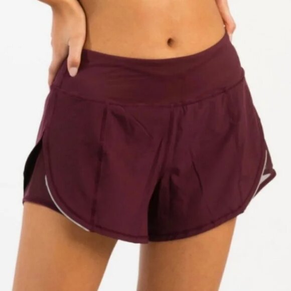 Zyia Active Plum Maroon High Rise Mesh Athletic Energy Shorts - Picture 1 of 6